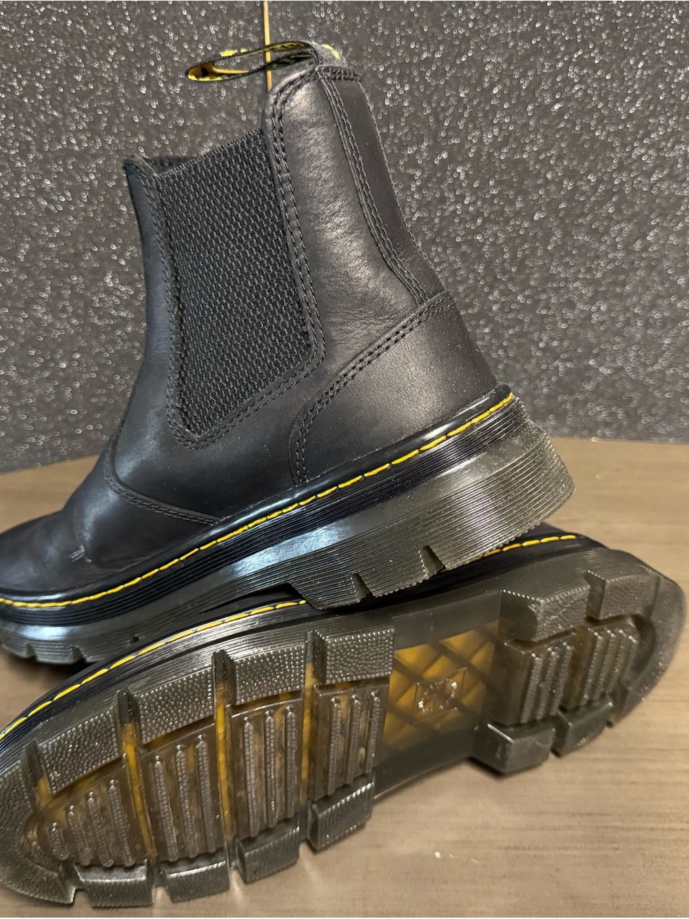 Dr. Martens Black Chelsea Lug Boots with Yellow Stitching - Picture 4 of 10
